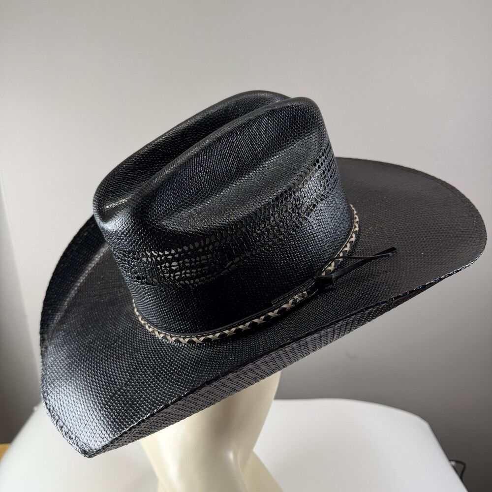 Summit Hats Size M Unisex Bangora Black Elastic Cattleman Cowboy Hat with Band
